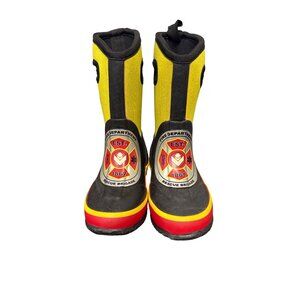 Oaki Kids Yellow Fire Department Neoprene Lined Rubber Boots Size 7